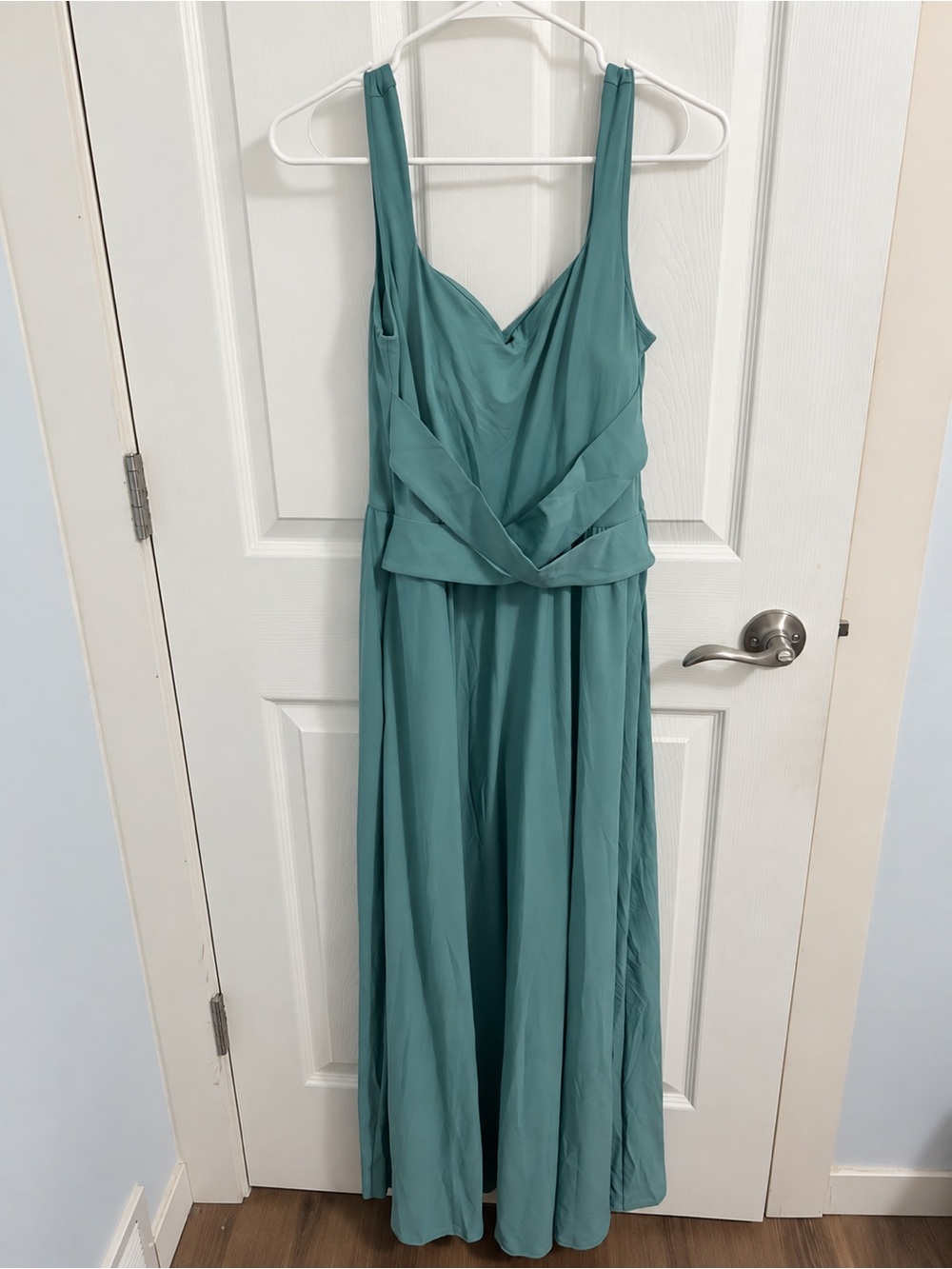 HALARA Teal Green Maxi Dress with Draped Waist